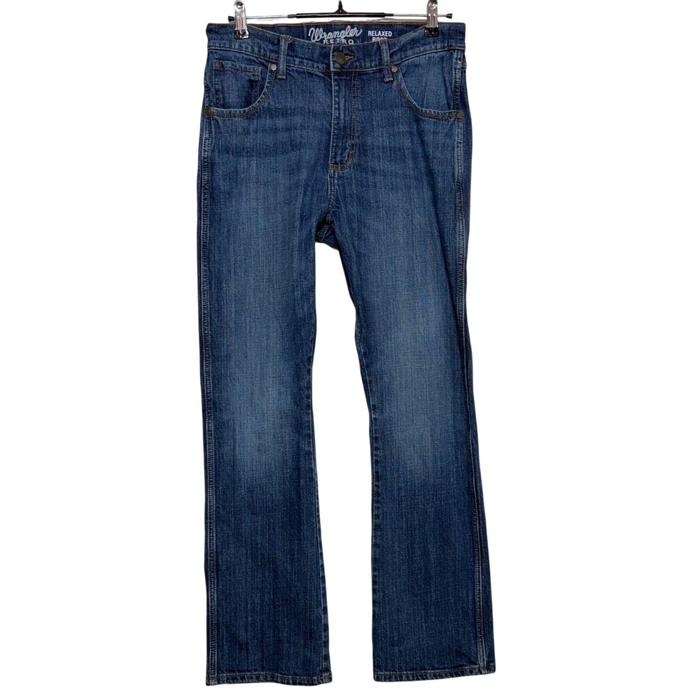 Wrangler Jeans Mens Measures 31X33 Tag 30x34 Blue Retro Relaxed Bootcut Stretch